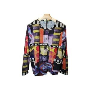 Trisha Tyler Colorful Abstract Button-Down Shirt Size Large